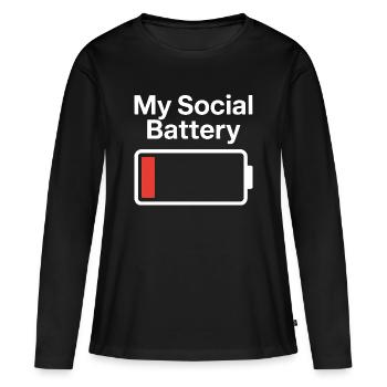 Social Battery Introvert Dead Battery Battery - Women's Premium Organic Long Sleeve Shirt - black - Front - Julia (174cm)