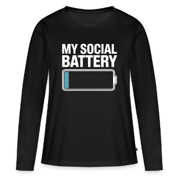 Social Battery Introvert Dead Battery Battery - Women's Premium Organic Long Sleeve Shirt - black - Front - Julia (174cm)