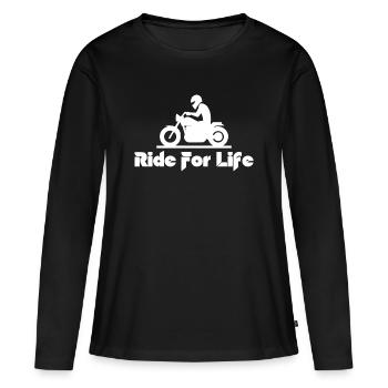 Moto pour la Vie – Silhouette Motarde - T-shirt manches longues Premium bio Femme - noir - Devant - Julia (174cm)