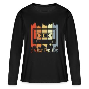 Ich vermisse die 80er - Frauen Premium Bio Langarmshirt - Schwarz - Vorne - Julia (174cm)
