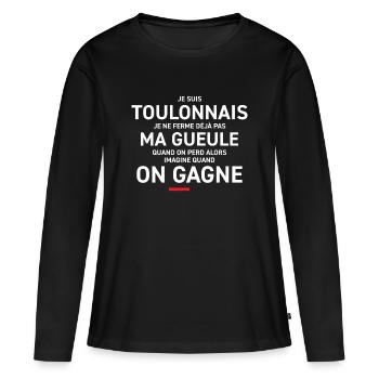 Je Suis Toulonnais Je Ne Ferme Deja Pas Ma Gueu... - T-shirt manches longues Premium bio Femme - noir - Devant - Julia (174cm)