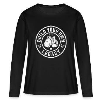 Baue dein eigenes Vermächtnis auf - Frauen Premium Bio Langarmshirt - Schwarz - Vorne - Julia (174cm)