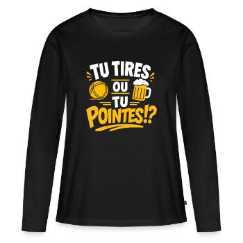 You shoot or you point - Women's Premium Organic Long Sleeve Shirt - black - Front - Julia (174cm)