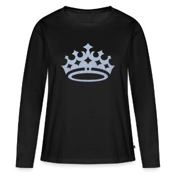 Blason de la couronne pailletée - T-shirt manches longues Premium bio Femme - noir - Devant - Julia (174cm)