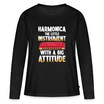 harmonica : le petit instrument avec un grand - T-shirt manches longues Premium bio Femme - noir - Devant - Julia (174cm)