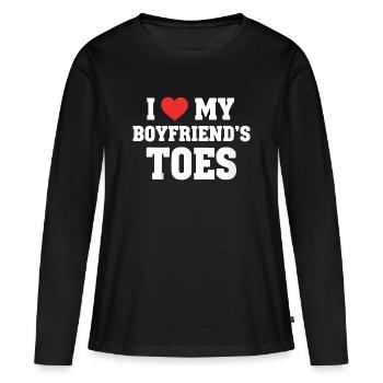 J’adore les orteils de mon copain - T-shirt manches longues Premium bio Femme - noir - Devant - Julia (174cm)