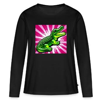 crocodile - T-shirt manches longues Premium bio Femme - noir - Devant - Julia (174cm)