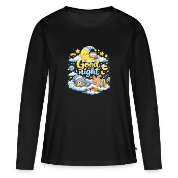 Good Night Kids Sleepy Moon T-Shirt Design - Frauen Premium Bio Langarmshirt - Schwarz - Vorne - Julia (174cm)