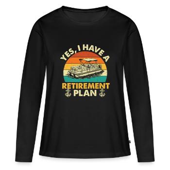 Plan de retraite : Capitaine de la vie de Pontoon Lake - T-shirt manches longues Premium bio Femme - noir - Devant - Julia (174cm)