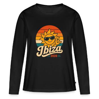 Ibiza Retro Sun 2026 - T-shirt manches longues Premium bio Femme - noir - Devant - Julia (174cm)