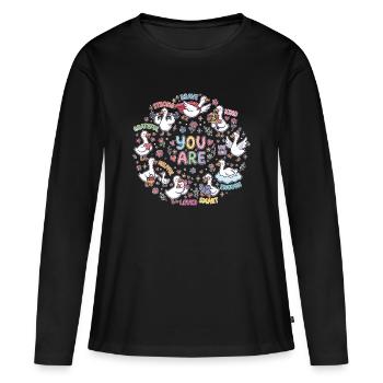 Du bist geliebte Enten-Kreis - Frauen Premium Bio Langarmshirt - Schwarz - Vorne - Julia (174cm)