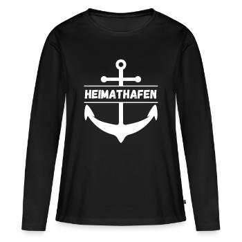 Heimathafen mit Anker - Frauen Premium Bio Langarmshirt - Schwarz - Vorne - Julia (174cm)