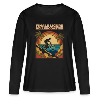 Finale Ligure Rollercoaster Retro Enduro MTB - T-shirt manches longues Premium bio Femme - noir - Devant - Julia (174cm)