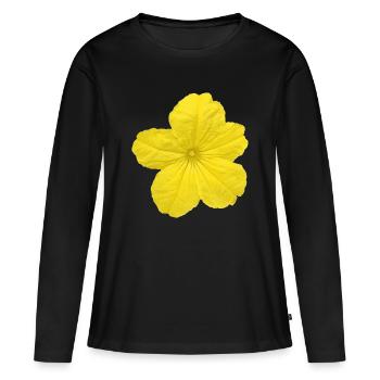 Gurkenblüte - Frauen Premium Bio Langarmshirt - Schwarz - Vorne - Julia (174cm)