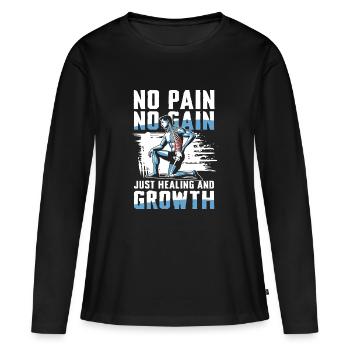 Pas de douleur, pas de gain, juste la guérison et la croissance - T-shirt manches longues Premium bio Femme - noir - Devant - Julia (174cm)