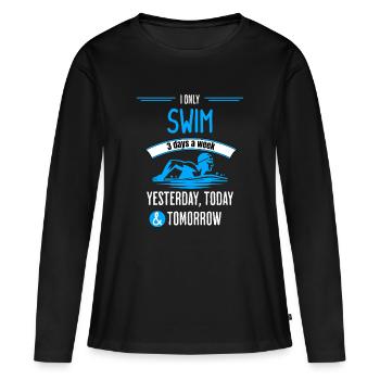 Natation 3 jours par semaine - T-shirt manches longues Premium bio Femme - noir - Devant - Julia (174cm)