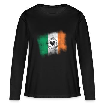 Drapeau irlandais | Design rétro Made With Love - T-shirt manches longues Premium bio Femme - noir - Devant - Julia (174cm)