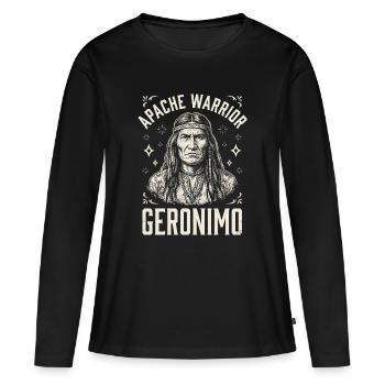 Apache Krieger Geronimo - Frauen Premium Bio Langarmshirt - Schwarz - Vorne - Julia (174cm)