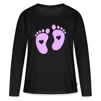 Pieds de bébé - T-shirt manches longues Premium bio Femme - noir - Devant - Julia (174cm)