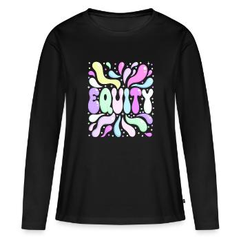 Egalité Fête pastel éclatante - T-shirt manches longues Premium bio Femme - noir - Devant - Julia (174cm)