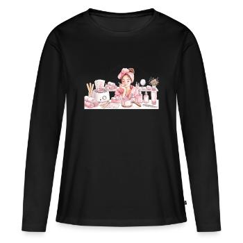 Rituel Spa Rose - soins beauté - T-shirt manches longues Premium bio Femme - noir - Devant - Julia (174cm)