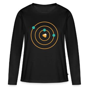 Modèle atomique - Physique, chimie, sciences, nerd - T-shirt manches longues Premium bio Femme - noir - Devant - Julia (174cm)