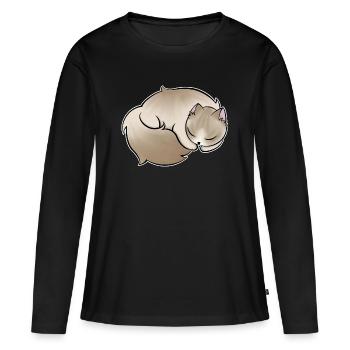Chat Duffu Endormi - T-shirt manches longues Premium bio Femme - noir - Devant - Julia (174cm)