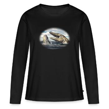 Tylosaurus préhistorique à la chasse - T-shirt manches longues Premium bio Femme - noir - Devant - Julia (174cm)