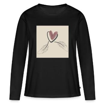Cœur. - T-shirt manches longues Premium bio Femme - noir - Devant - Julia (174cm)