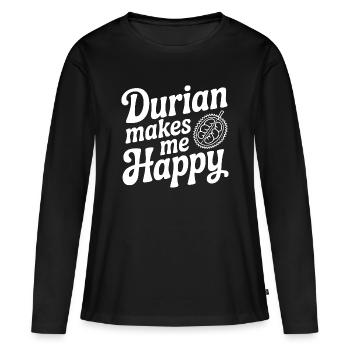 Le durian me rend heureux - T-shirt manches longues Premium bio Femme - noir - Devant - Julia (174cm)