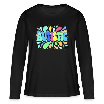 Autisme Couleurs et Fierté - T-shirt manches longues Premium bio Femme - noir - Devant - Julia (174cm)