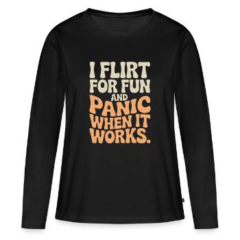 Je flirte pour le plaisir Panique quand ça marche Flirte célibataire - T-shirt manches longues Premium bio Femme - noir - Devant - Julia (174cm)