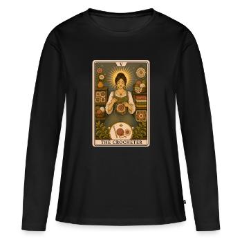 Häkelfan | Wolle Häkeln Tarot - Frauen Premium Bio Langarmshirt - Schwarz - Vorne - Julia (174cm)