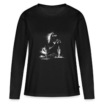 Silhouette du désert - T-shirt manches longues Premium bio Femme - noir - Devant - Julia (174cm)