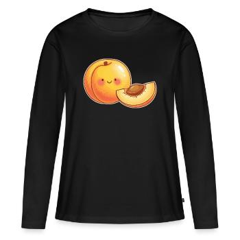 Aprikose Motiv Obst Outfit Frucht Kostüm Karneval  - Frauen Premium Bio Langarmshirt - Schwarz - Vorne - Julia (174cm)