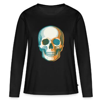 Retro Pop Skull - Women's Premium Organic Long Sleeve Shirt - black - Front - Julia (174cm)