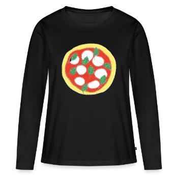 Art de la pizza au basilic frais - T-shirt manches longues Premium bio Femme - noir - Devant - Julia (174cm)
