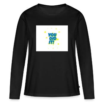Du hast es geschafft, Siegessterne - Frauen Premium Bio Langarmshirt - Schwarz - Vorne - Julia (174cm)