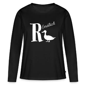 Endlich in Rente - Frauen Premium Bio Langarmshirt - Schwarz - Vorne - Julia (174cm)