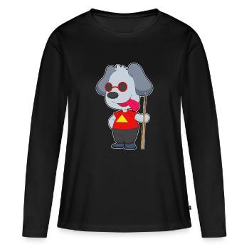 Hund Billiard Queue - Frauen Premium Bio Langarmshirt - Schwarz - Vorne - Julia (174cm)