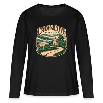 Boucle panoramique de Cades Cove Route des Great Smoky Mountains - T-shirt manches longues Premium bio Femme - noir - Devant - Julia (174cm)