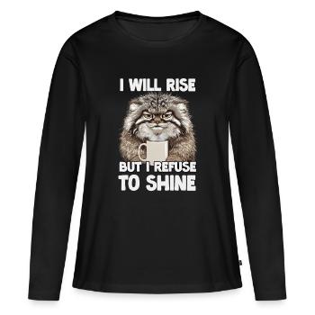 Le chat Manul de Pallas Café Fan d’humour pour chat - T-shirt manches longues Premium bio Femme - noir - Devant - Julia (174cm)