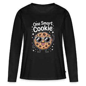 Un Cookie Intelligent - Cookie Intelligent avec des Lunettes - T-shirt manches longues Premium bio Femme - noir - Devant - Julia (174cm)