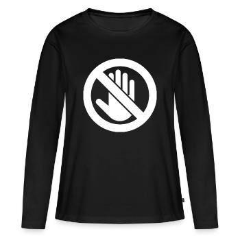 Vorsicht nicht berühren, Nicht anfassen Symbol - Frauen Premium Bio Langarmshirt - Schwarz - Vorne - Julia (174cm)