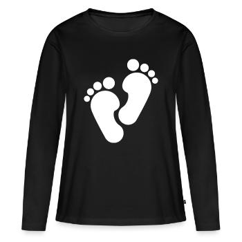 Pieds nus, pieds nus - T-shirt manches longues Premium bio Femme - noir - Devant - Julia (174cm)