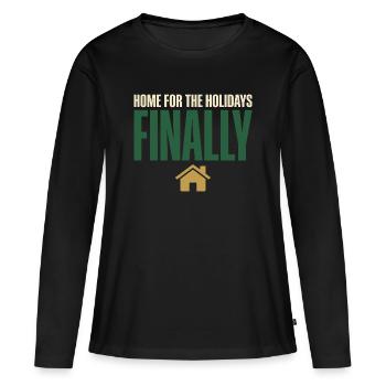 Premier Noël avec - T-shirt manches longues Premium bio Femme - noir - Devant - Julia (174cm)