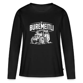 Buremeitli - pour les filles avec du diesel dans le réservoir - T-shirt manches longues Premium bio Femme - noir - Devant - Julia (174cm)