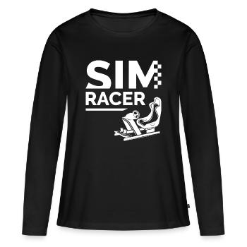 Logo de simulation de course avec cockpit simulateur - T-shirt manches longues Premium bio Femme - noir - Devant - Julia (174cm)