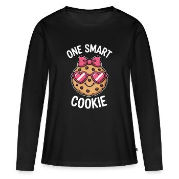 One Smart Cookie - Smart Cookie with Glasses - Women's Premium Organic Long Sleeve Shirt - black - Front - Julia (174cm)