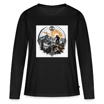 Sentier Solaire Nordique de VTT - T-shirt manches longues Premium bio Femme - noir - Devant - Julia (174cm)